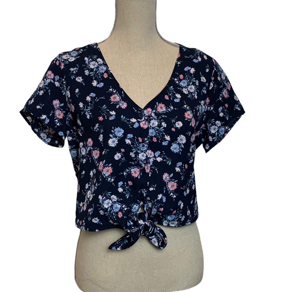 Copper Key V-Neck Tie Front Crop Top NWT